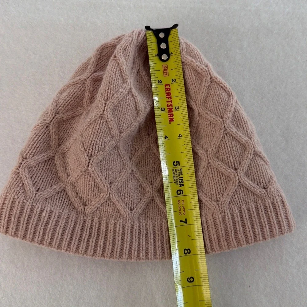 Patagonia Women Diamond Cable Knit Beanie Fuzzy Mauve Pink Wool Blend 28996 FA21
